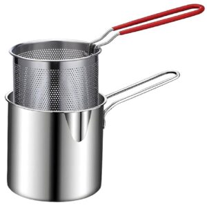 Stainless Steel Deep Fryer Pot with Detachable Oil Filter Basket - 1200 ML